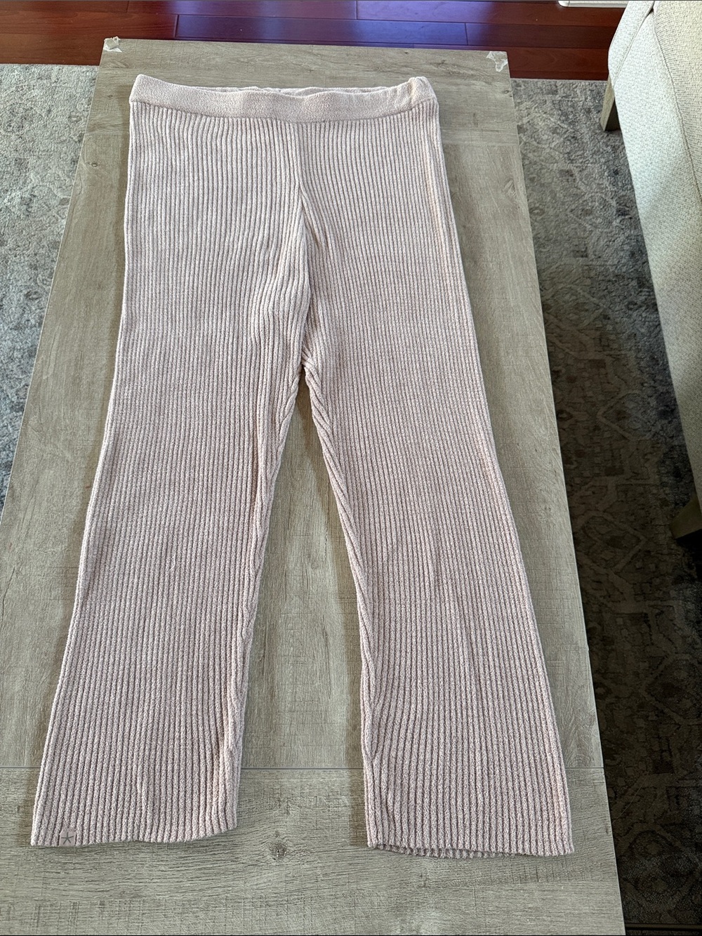 Barefoot Dreams CozyChic Ultra Lite Ribbed Ankle Pant Sz L Faded Rose